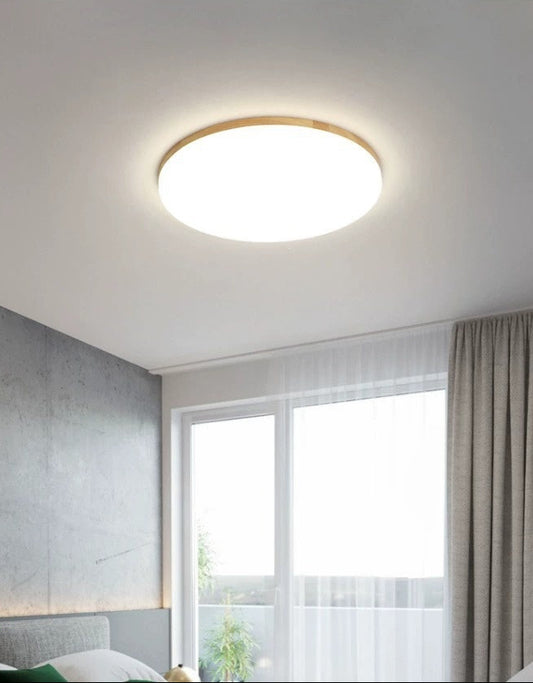 Modern Round Wood Look Ultra - Thin Ceiling Light