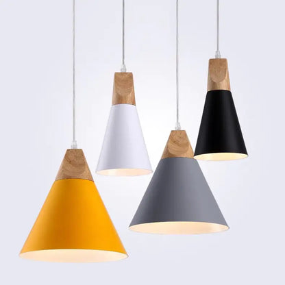 Nordic Wooden Cone Pendant Light