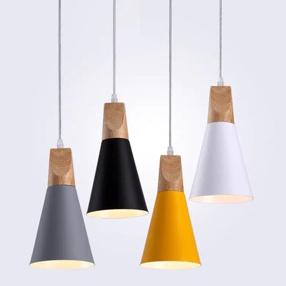 Nordic Wooden Cone Pendant Light