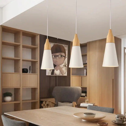 Nordic Wooden Cone Pendant Light