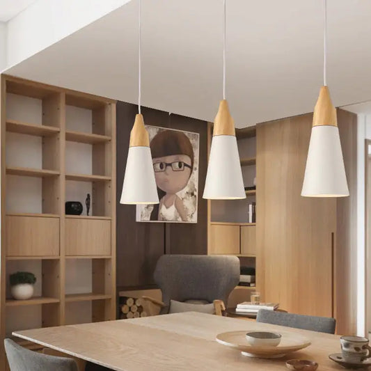 Nordic Wooden Cone Pendant Light