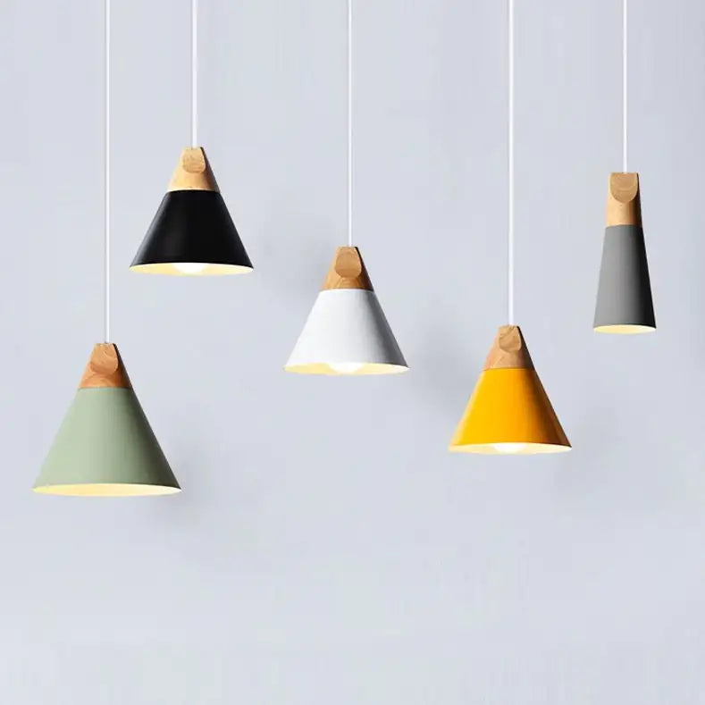 Nordic Wooden Cone Pendant Light