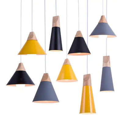 Nordic Wooden Cone Pendant Light